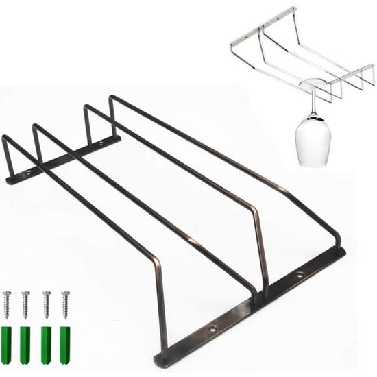 Support Suspendu Pour Verres à Vin Noir - Porte-Gobelets Rangement Cuisine, Bar, Événements