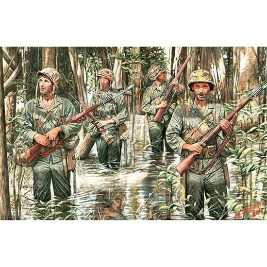 Figurines 2ème Guerre Mondiale - MASTER BOX - US Marines à Guadalcanal 1942 - 4 figurines en plastique