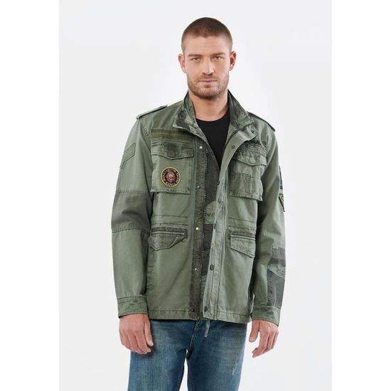 Veste saharienne kaki homme en 100 coton KAPORAL CATCH Kaki Cdiscount Pret a Porter