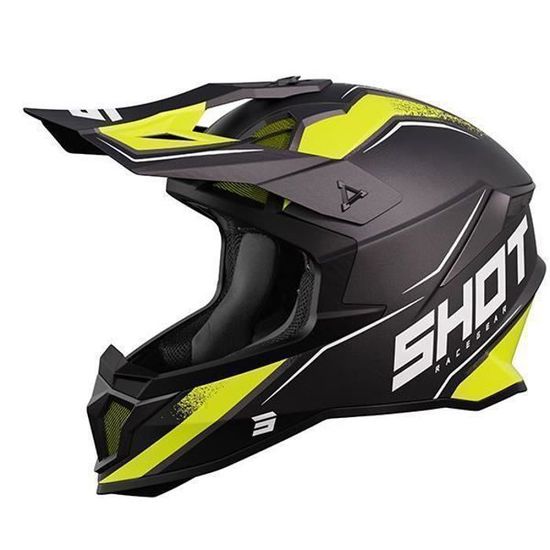 Casque Moto Cross SHOT RACE GEAR Lite Fury - Homologué ECE 2205 - Navy/Neon Yellow - Poids Léger 1100g
