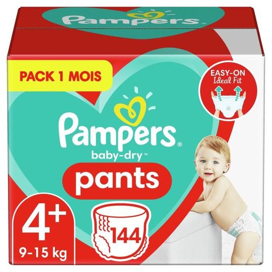 PAMPERS BABY-DRY PANTS Taille 4+ - 144 couches - Pack 1 mois