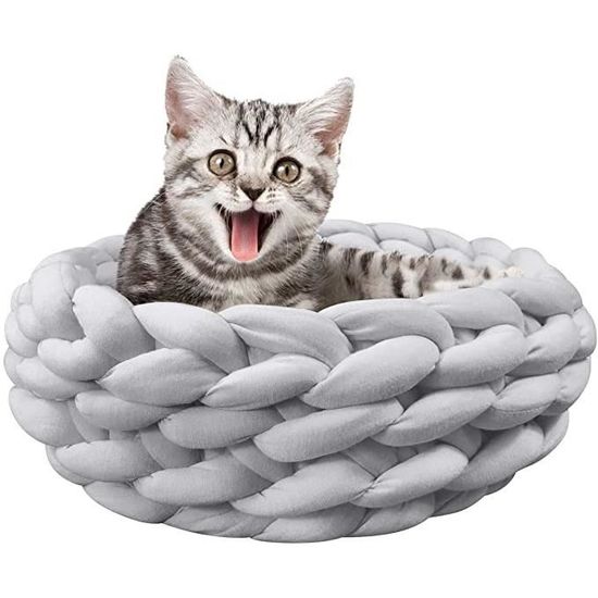 Rock Coussin Lit Pour Chat Panier Chat Tricote 60cm Gris Cdiscount