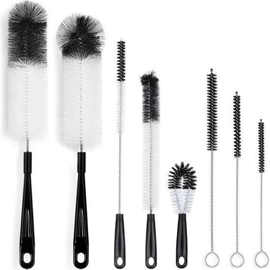 10 Brosses De Nettoyage Pour Bouteilles + 1 Brosse Fendue - Multi-Diamètres