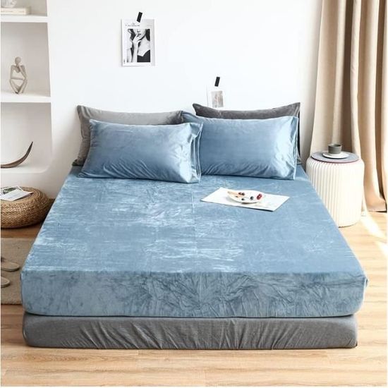 Drap Housse Polaire Velours - Chaud D'hiver, élastique 4 Côtés - Taille Double 140x190x25 Cm (et Autres)