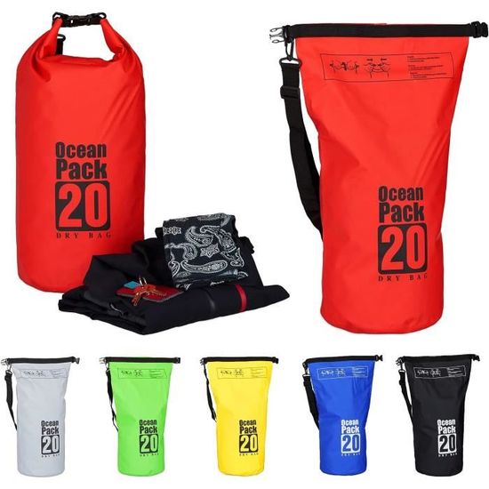 Sac étanche Ocean Pack Relaxdays 10 Litres - Léger, Compact, Pour Kayak, Ski, Voile, Plage, Protection Smartphone Et Affaires