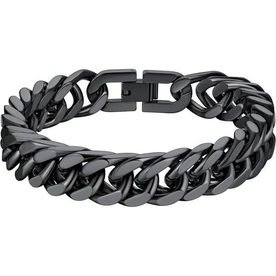 RWQIAN Gourmette Chaîne Bracelet Homme Acier Inoxydable 8mm/12mm/17mm - Argent/Or/Noir