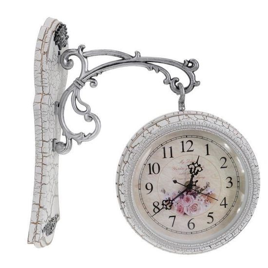 Horloge De Gare Double Face Rétro Vintage 30cm - Style Classique Gris Pour Intérieur Et Extérieur