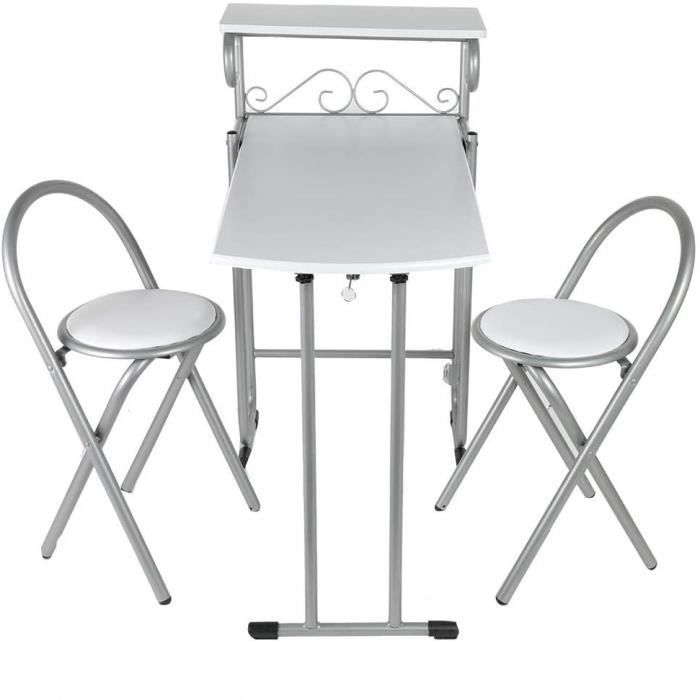 TMISHIONJeu de bar petit-déjeuner pliable avec 2 chaises - Cdiscount Maison