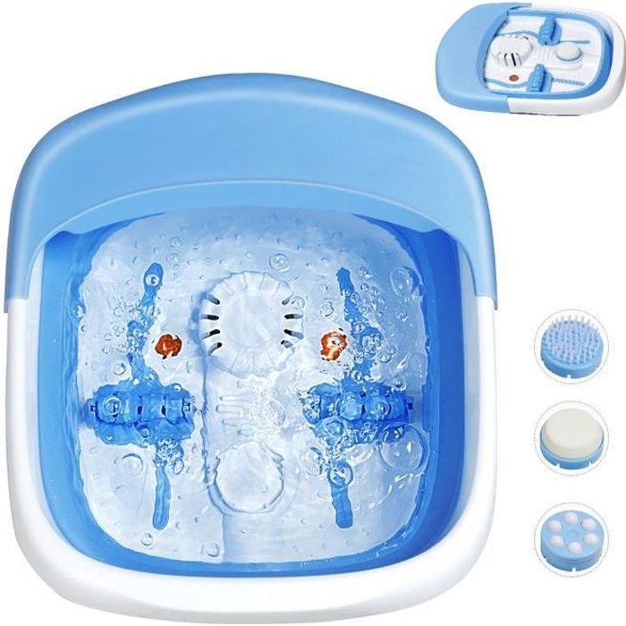 COSTWAY Bain de Pieds Thalasso Pieds Pliable 500W Fonction de Bulles,Chaleur Automatique Bain de Pieds Rouleau de Massage 35℃-43℃