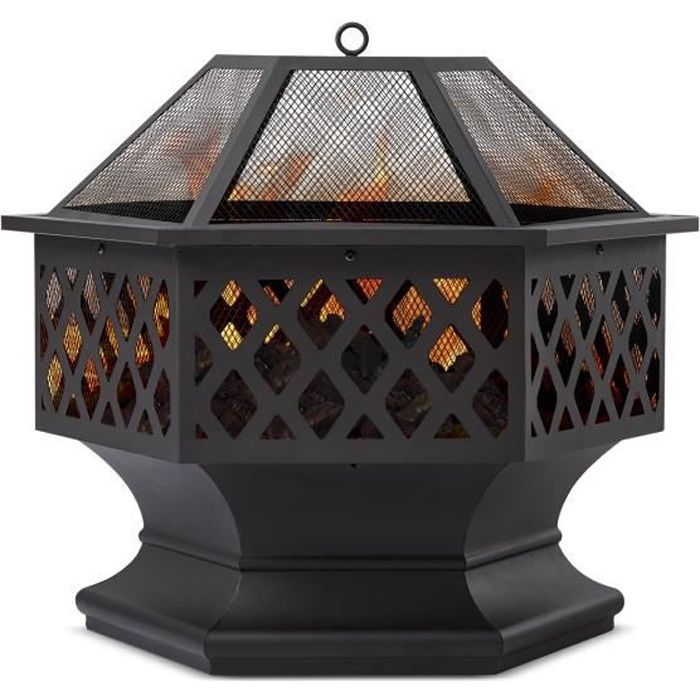 Brasero de Jardin, Cheminée Exterieur avec Gril Ignifuge Brasero Exterieur pour Le Jardin, Terrasse et Plage, Noir - Mondeer