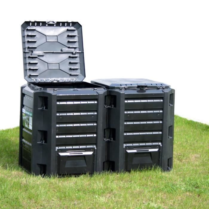 MBP® Composteur de jardin Haut de gamme - Bac à compost Noir 380 L *955438