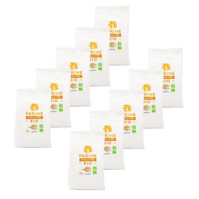 Agidra - Lot 10x Farine d'épeautre BIO - Paquet 500g