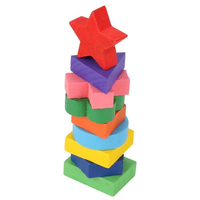 YOSOO Puzzle en Bois en Forme de Géométrie Bloc de Construction Empilable Jouet pour Enfant En Stock