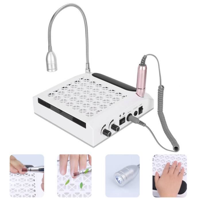 Tbest Perceuse à ongles 4 en 1 4-en-1 80W forte puissance perceuse à ongles électrique nettoyant pour ongles lampe d'art d'ongle
