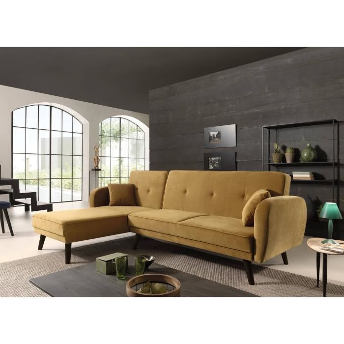 Canapé d'angle Jaune Velours Design Confort