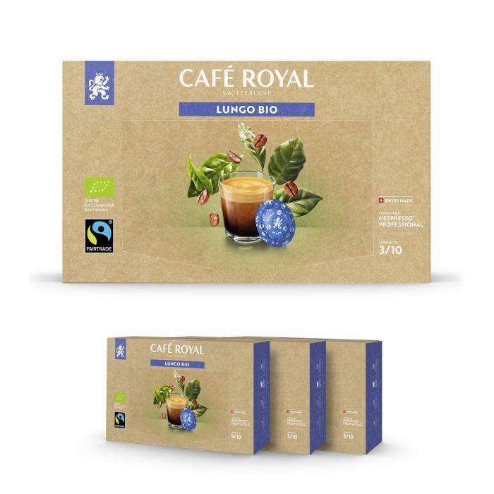CAFE ROYAL PRO - 150 CAPSULES COMPATIBLES NESPRESSO PRO® - LUNGO BIO - 3 Boites de 50 Capsules Compatibles Nespresso Pro®