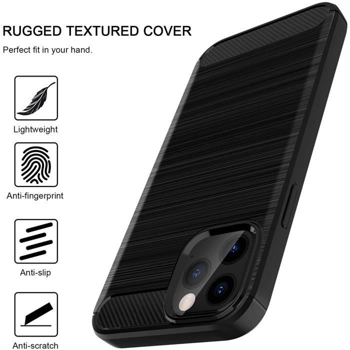 Coque iphone 12 et iphone 12 pro , Coque Silicone Anti-Choc Anti-Rayure Gel Case - Noir