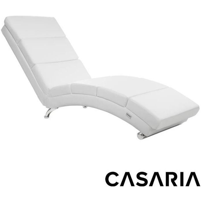 Casaria - Méridienne « London » • Fauteuil de Relaxation • Chaise Longue d’intérieur • Ergonomique - Pieds chromés - Blanc