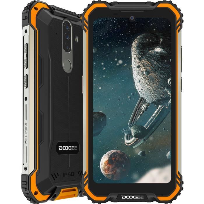 Telephone Portable Incassable, DOOGEE S58PRO, 5.71 Pouces, 6Go+64Go, 5180mAh, Android 10, 16MP+16MP Triple Caméra, Antichoc - Orange