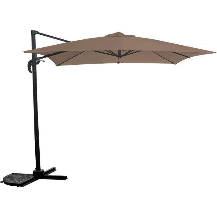 Parasol jardin déporté -Soleil- - Carré - 2.5 x 2.5 m - Taupe