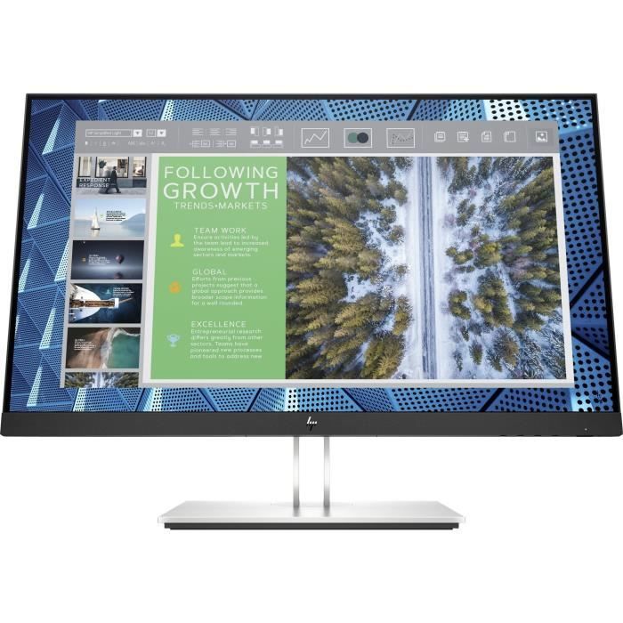 HP E24q G4 Moniteur QHD - Technologie Eye Ease intégrée (Protection lumière bleue) Display Port / HDMI / VGA 16:9 2560x1440 IPS