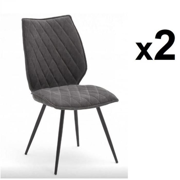 Lot de 2 chaises design NIME tissu anthracite et pieds laqués anthracite gris tissu Inside75