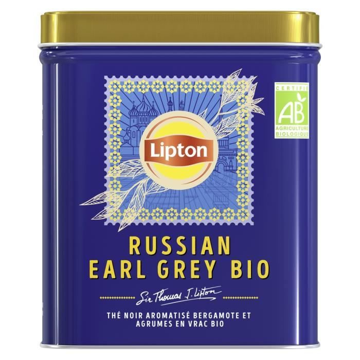 LOT DE 3 - LIPTON - Russian Earl Grey - Thé noir - Boite - Biologique 150g