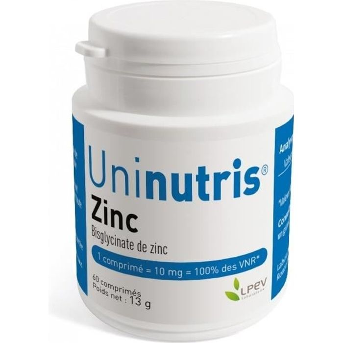 LPEV UNINUTRIS ZINC 60 Comprimés complément alimentaire