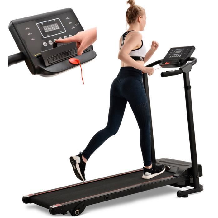 MERAX Tapis de Course Pliable,Treadmill 12km-h Moteur 1.5CV,Idéal pour Maison-Bureau,Roues de Transport,Affichage LED
