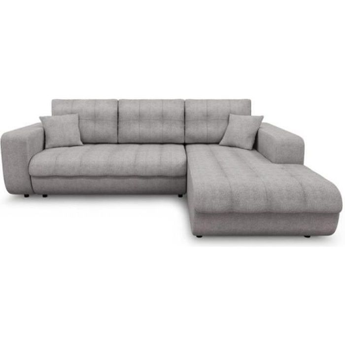 Canapé d'angle Gris Tissu Confort