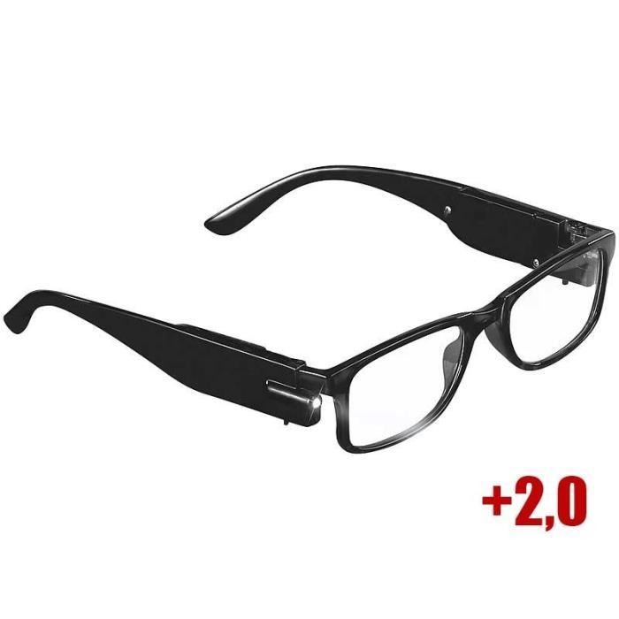 Lunettes de lecture à LED - Avec batterie - Dioptrie +2,0
