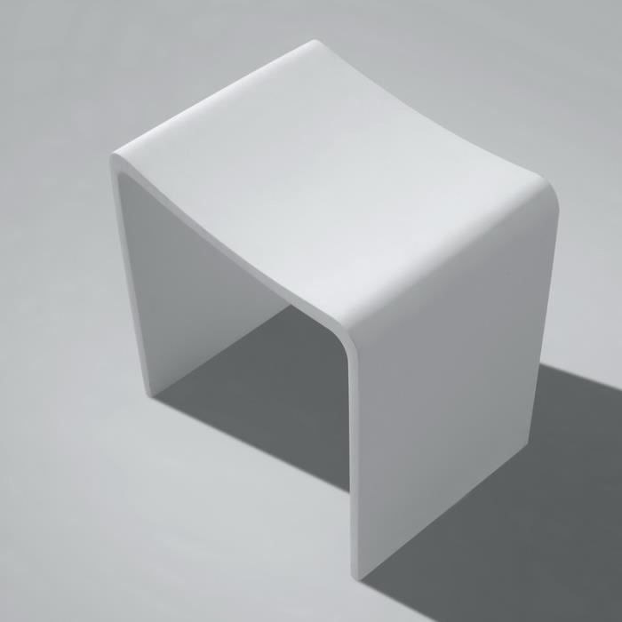 Tabouret de Salle de Bain Blanc Mat, 40x42 cm,Composite, Essential