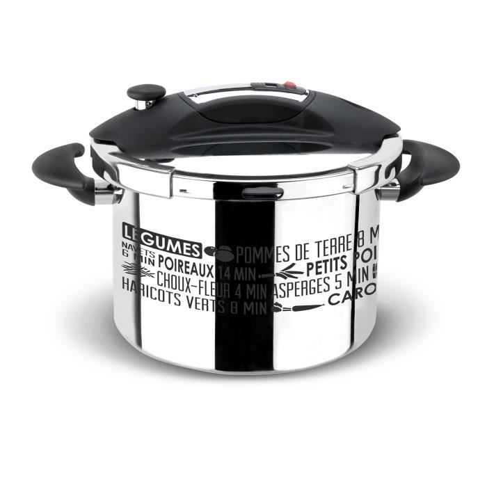 SITRAM - 711937 autocuiseur sitraspeedo inox 8l noir sérigraphie + panier induction