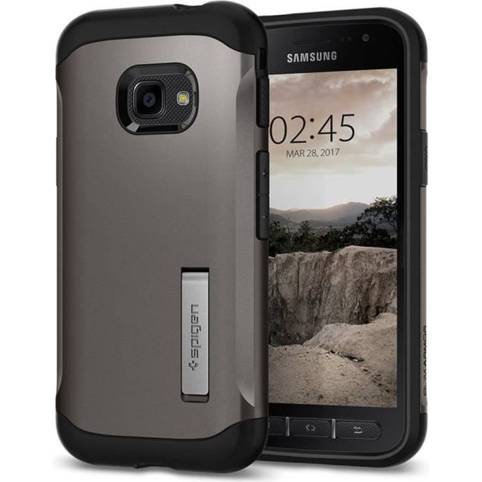 Spigen Coque Samsung Galaxy Xcover 4 [Slim Armor] Anti-Choc, Double Portection, Air Cushion [Gunmetal] (585CS21819)
