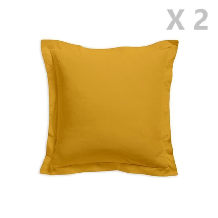 2 Taies d'oreiller Safran - 100% coton 57 fils - 75 x 75 cm - Jaune