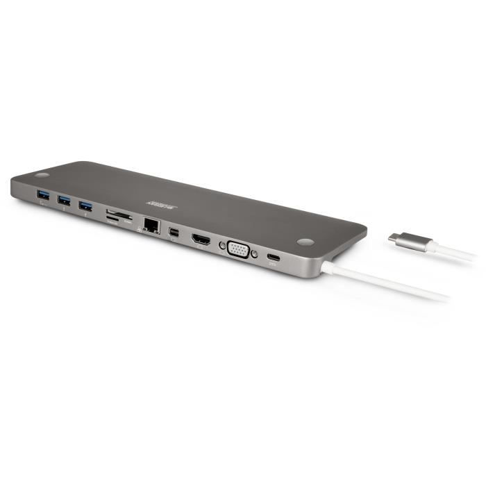 URBAN FACTORY Station d'accueil USB-C HDMI/VGA/Mini DIsplay/Micro SD/USB 3,0/SD/MSD (TCD01UF)