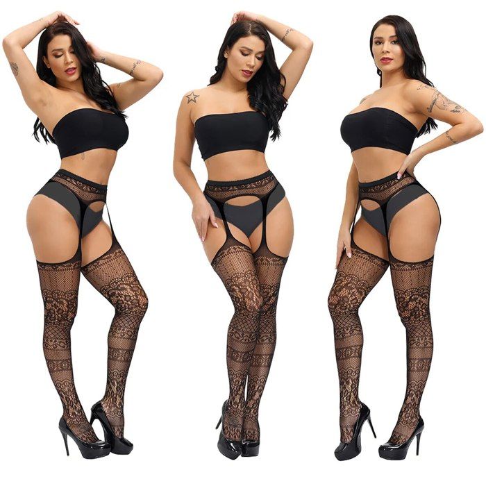 Bas Résille Pour Femme Avec Silicone Antidérapant - Taille Unique, Rouge - Pour Soirée, Déguisement, Look Sexy