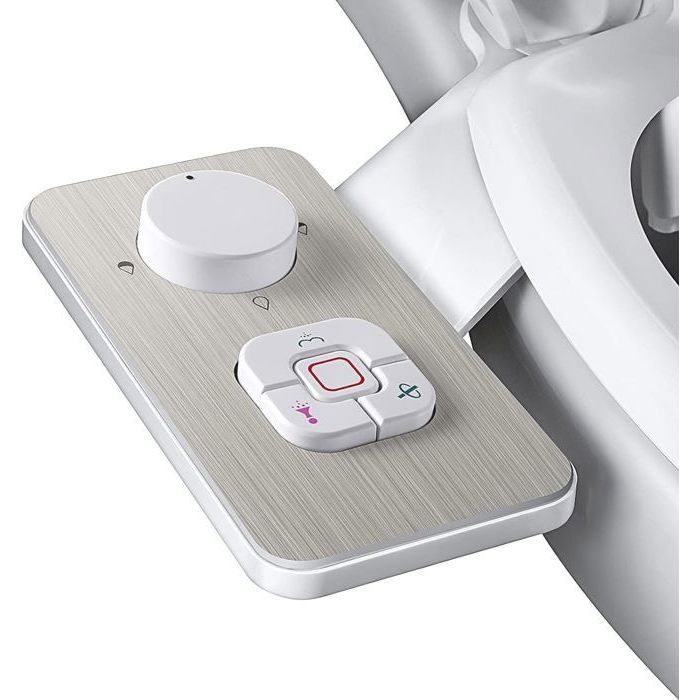 Pulvérisateur Bidet non électrique avec double buses rétractables autonettoyantes - Bouton poussoir réglable pour eau froid-Gris