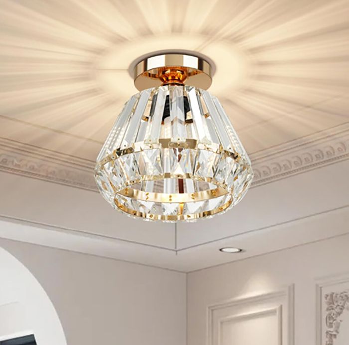 DLGLOLIN Plafonnier en Cristal Moderne E27 Luminaire Lampe de Plafonde Ø22cm Éclairage pour Restaurant Salon Chambre