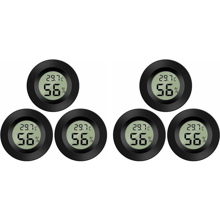 Comparer les prix de Pack de 6 Hygromètres Numériques LCD - Moniteur dHumidité et Température pour Serres Bébés et Salles Humides.