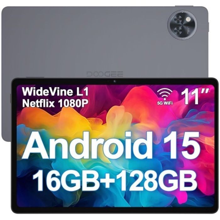 Tablette tactile DOOGEE U11 Android 15 Unisoc T606 Batterie 8580mAh 11 pouce ips 90Hz 16Go + 128 Go Widevine L1 WiFi6 – Gris