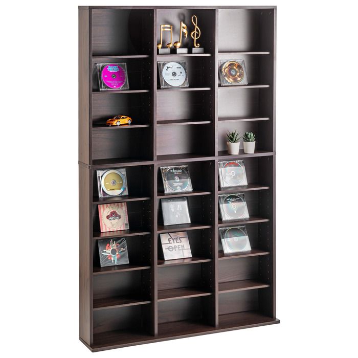 Meuble de Rangement Multimédia - DUOKU - Étagère DVD Réglable - 9 Niveaux - 27 Compartiments - Expresso