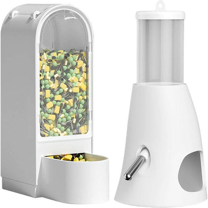 Biberon pour HamsterDistributeur de Nourriture et Eau Complet  Récipient Grande Capacité Nourriture & Eau pour Hamster Nain