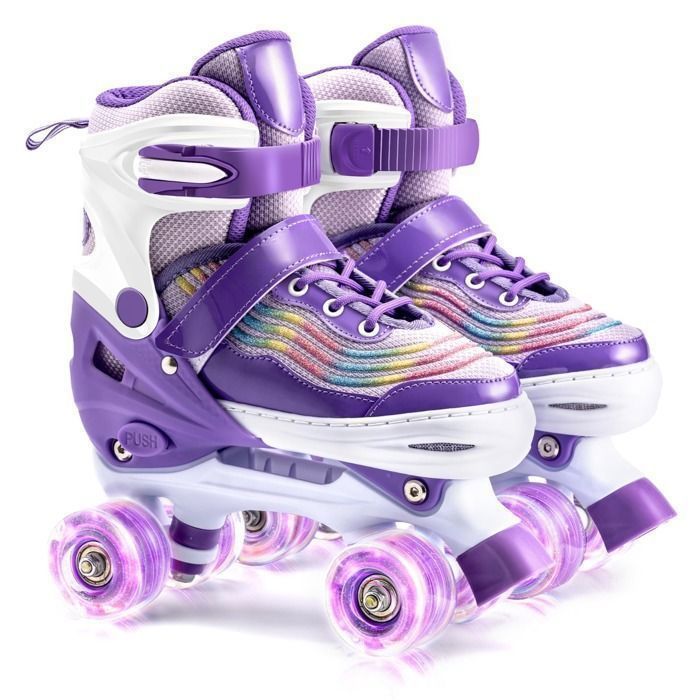 Patins à roulettes pour Enfants de 3 à 12 Ans -Roller Enfant Filles et Garçons. Roller Quad Enfant, Rollers Quad Ajustable Taille Réglable (27-31