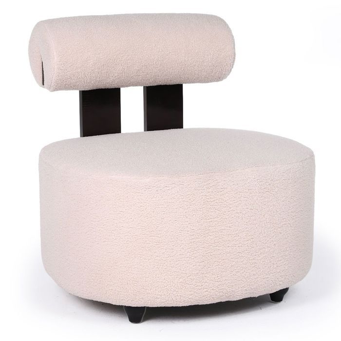 MENZZO Fauteuil design Canelo Bois foncé et Tissu bouclette Beige