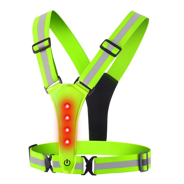 Gilet Réfléchissant LED - ULISEM - Rechargeable USB - 3 Modes - Imperméable - Vert