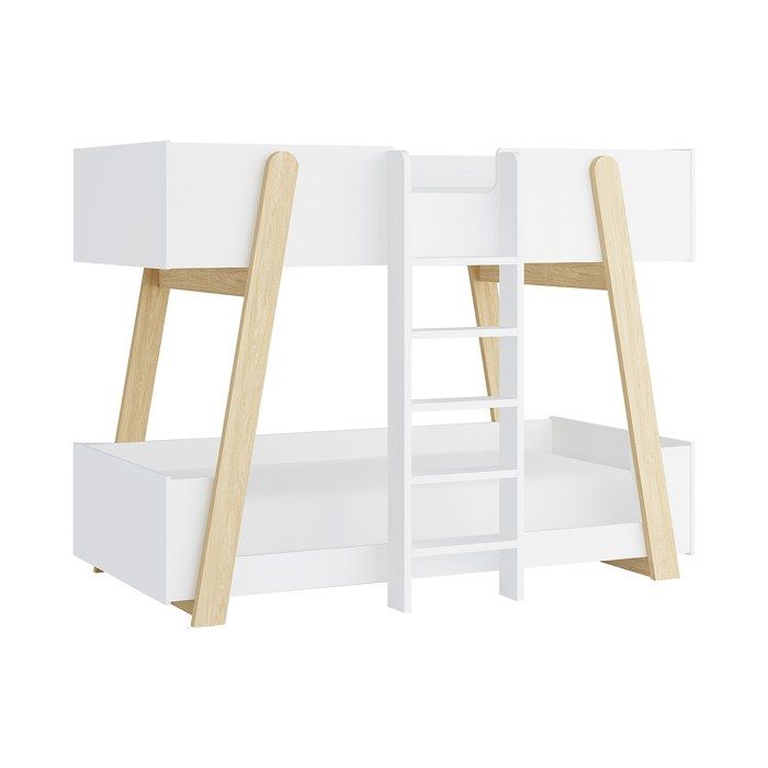 Lit superposés 90 x 190 cm - Blanc et naturel - CORODELA