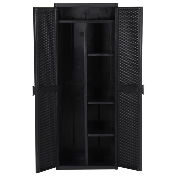 SALE dhiver Armoire de rangement - BURKE - Meuble haute - pour jardin - Noir 65x45x172 cm PP Rotin AA141