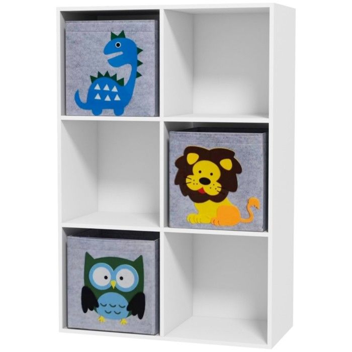 Étagère Enfant 61 8x29 9x91 5cm-3 Boîtes de Rangement Intégrées-Bibliothèque et Meuble à Jouets-Blanc et Gris Moderne Étagère Enfant 61 8x29 9x91 5cm-3 Boîtes de Rangement Intégrées-Bibliothèque et Meuble à Jouets-Blanc et Gris Moderne