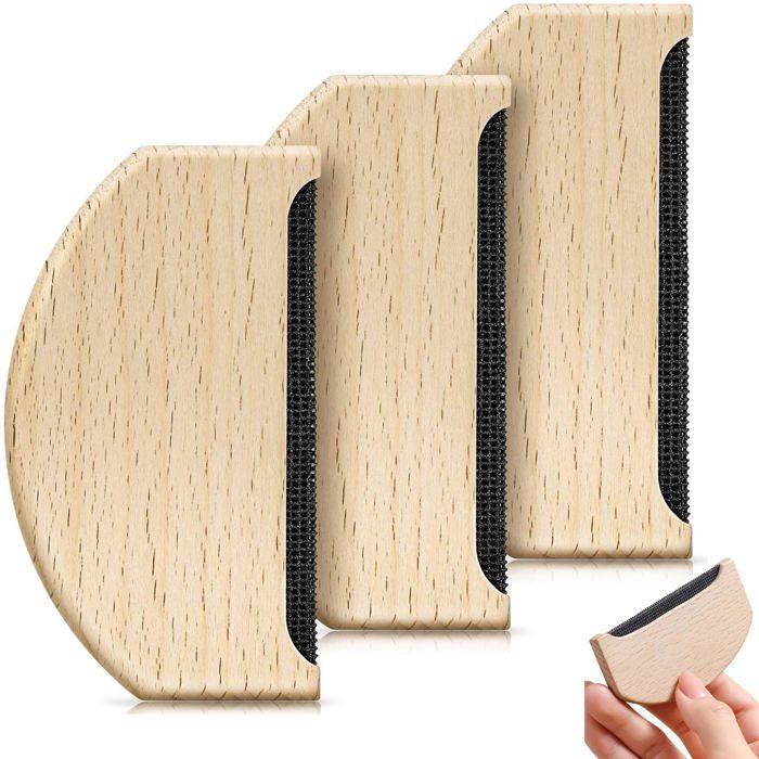 Peignes anti-peluches cachemire - 3 pièces bois - Convient pour pulls lainages écharpes Étiquette